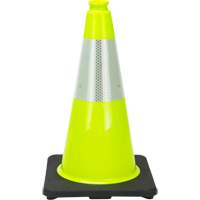 C&ocirc;ne de signalisation de premi&egrave;re qualit&eacute;, 18", Vert lime, Bande(s) r&eacute;fl&eacute;chissante(s) 6" The Estey Group