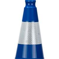 C&ocirc;ne de signalisation de premi&egrave;re qualit&eacute;, 28", Bleu, Bande(s) r&eacute;fl&eacute;chissante(s) 4" The Estey Group