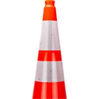 C&ocirc;ne de signalisation de premi&egrave;re qualit&eacute;, 36", Orange, Bande(s) r&eacute;fl&eacute;chissante(s) 4" & 6" The Estey Group