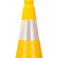 C&ocirc;ne de signalisation de premi&egrave;re qualit&eacute;, 28", Jaune, Bande(s) r&eacute;fl&eacute;chissante(s) 4" The Estey Group