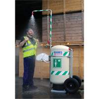 Douche d'urgence mobile et ind&eacute;pendant avec douche oculaire et faciale, Capacit&eacute; 30 gal., Conformit&eacute; Aucune The Estey Group