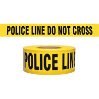 Ruban pour barricade de calibre entrepreneur "Police Line Do Not Cross", Anglais, 3" la x 1000' lo, 2 mils, Noir sur jaune The Estey Group