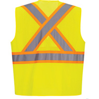Contrast-Striped Safety Vest, High Visibility Lime-Yellow, Small, Polyester The Estey Group