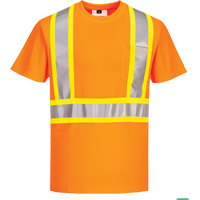 Contrast-Striped Safety T-Shirt, Polyester, Small, High Visibility Orange The Estey Group