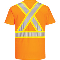Contrast-Striped Safety T-Shirt, Polyester, Small, High Visibility Orange The Estey Group