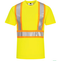 Contrast-Striped Safety T-Shirt, Polyester, Small, High Visibility Lime-Yellow The Estey Group