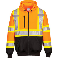 Contrast-Striped Safety Hoodie, Small, Black/High Visibility Orange The Estey Group