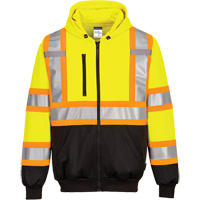 Contrast-Striped Safety Hoodie, Small, Black/High Visibility Lime-Yellow The Estey Group