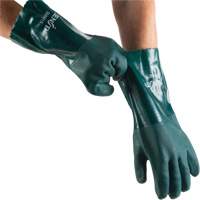 Double Dipped Green Gloves, 14" L, PVC, Cotton Jersey Inner Lining, 70-mil The Estey Group
