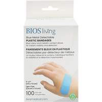 Blue Water-Resistant Bandages, Rectangular/Square, 3", Plastic Metal Detectable, Sterile The Estey Group