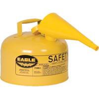 Safety Can for Diesel with Funnel, Type I, Galvanized Steel, 2.5 US gal., Yellow, FM Approved/UL/ULC Listed The Estey Group