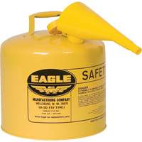Safety Can for Diesel with Funnel, Type I, Galvanized Steel, 5 US gal., Yellow, FM Approved/UL/ULC Listed The Estey Group