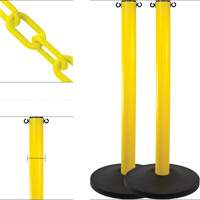 Industrial Stanchion Kit with Plastic Chain, 37" High, Yellow The Estey Group