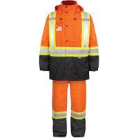 High-Visibility 150-Deniers Rain Suit, Polyester, Small, High Visibility Orange The Estey Group