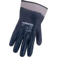 Gants bleu marine avec manchettes renforc&eacute;es &agrave; entoilage coll&eacute; Horizon, Moyen, R&ecirc;vetement Nitrile, Enveloppe en Jersey/Coton The Estey Group