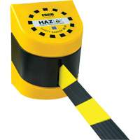 HAZLOK Safety Barrier System, Plastic, Magnetic Mount, 30', Black and Yellow Tape The Estey Group