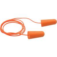Bouchons d'oreilles coniques jetables en mousse de PU orange SEALTEC33, Avec cordon, Vrac - Boîte, 33 dB NRR, Taille unique The Estey Group