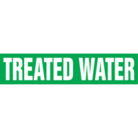 "Treated Water" Pipe Markers, Self-Adhesive, 2-1/2" H x 12" W, White on Green The Estey Group