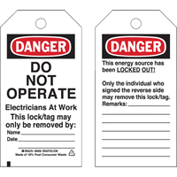 Lockout Tags, Plastic, 3" W x 5-3/4" H, English The Estey Group