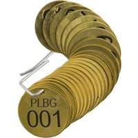 &eacute;tiquettes num&eacute;rot&eacute;es pour vannes PLPG, # 001-025, Laiton, 1,5" dia. The Estey Group