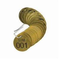 &eacute;tiquettes num&eacute;rot&eacute;es pour vannes STM, # 001-025, Laiton, 1,5" dia. The Estey Group