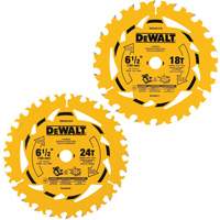 Assortiment de lames de scie circulaire, 6-1/2", 18/24 dents, Pour Bois The Estey Group