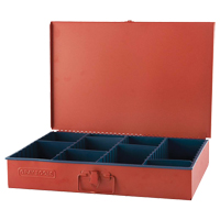 Compartment Box With 12 Adjustable Compartments, 12" D x 18" W x 3" H, Red The Estey Group