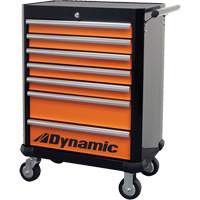 Armoire roulante, 7 tiroirs, 28" la x 18" p x 40" h, Noir/Orange The Estey Group