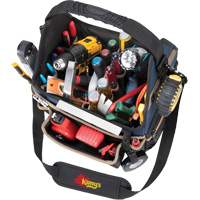 Molded Base Electrical/HVAC Tool Carrier, Ballistic Polyester, 20 Pockets, Black/Blue The Estey Group