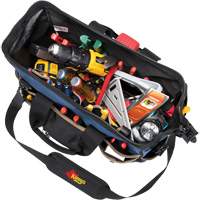 Molded Base Big-Mouth Tote Tool Bag, Ballistic Polyester, 23 Pockets, Black/Blue The Estey Group