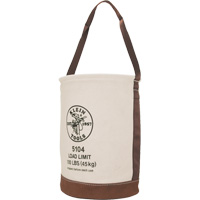 Bucket with Leather Bottom, 17" H, Canvas, Beige The Estey Group