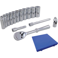 Jeu de douilles et accessoires, 15 Mcx, Prise de 3/8", Profond The Estey Group