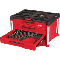 60-Piece Metric & SAE Combination Wrench Set with PACKOUT 4 Drawer Tool Box, 16-3/10" x 22-1/5" x 14-3/10", Black/Red The Estey Group