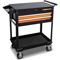 Utility Cart, 2 Drawers, 32-1/2" W x 42" H, Black/Orange The Estey Group