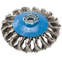 Brosse concave &agrave; fils nou&eacute;s torsad&eacute;s, Dia. 7", Fils 0,02", Arbre 5/8"-11, Aluminium/Acier inoxydable The Estey Group