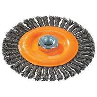 Brosse &agrave; fils nou&eacute;s pour cordons de soudure, Dia. 4", Fils 0,02", Arbre 5/8"-11, Acier The Estey Group