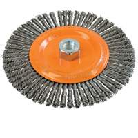 Brosse &agrave; fils nou&eacute;s pour cordons de soudure, Dia. 6-7/8'', Fils 0,02", Arbre 5/8"-11, Acier The Estey Group