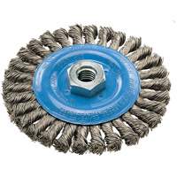 Brosse rotative &agrave; fils nou&eacute;s large, Dia. 5", Fils 0,02", Arbre 5/8"-11, Aluminium/Acier inoxydable The Estey Group