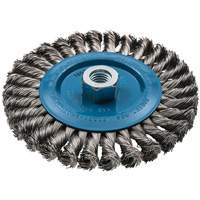 Brosse rotative &agrave; fils nou&eacute;s large, Dia. 6", Fils 0,02", Arbre 5/8"-11, Aluminium/Acier inoxydable The Estey Group