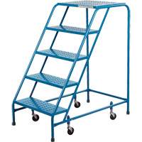 Rolling Step Ladder, 5 Steps, 18" Step Width, 46" Platform Height, Steel The Estey Group