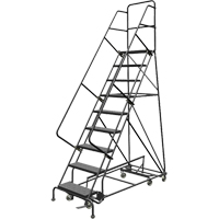 &eacute;chelles roulantes multidirectionnelles, 9 marches, Largeur de la marche 24", Hauteur de la plateforme 90", Acier The Estey Group