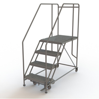 Mobile Work Platform, Steel, 4 Steps, 40" H, 35" D, 24" Step, Serrated The Estey Group