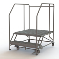 Mobile Work Platform, Steel, 2 Steps, 20" H, 36" D, 36" Step, Serrated The Estey Group