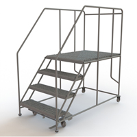 Mobile Work Platform, Steel, 4 Steps, 40" H, 48" D, 36" Step, Serrated The Estey Group