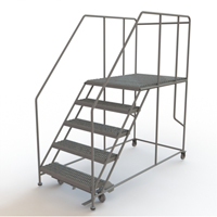 Mobile Work Platform, Steel, 5 Steps, 50" H, 48" D, 36" Step, Serrated The Estey Group