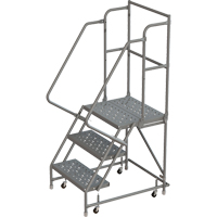 Deep Top Step Rolling Ladder, 3 Steps, 16" Step Width, 30" Platform Height, Steel The Estey Group