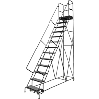 Deep Top Step Rolling Ladder, 13 Steps, 24" Step Width, 130" Platform Height, Steel The Estey Group