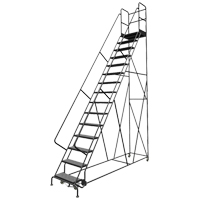 Deep Top Step Rolling Ladder, 15 Steps, 24" Step Width, 150" Platform Height, Steel The Estey Group