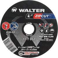 Zipcut Cut-Off Wheel, 5" x 3/64", 7/8" Arbor, Type 1, Aluminum Oxide, 12200 RPM The Estey Group