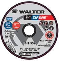 Meule &agrave; tronçonner Zip One, 5" x 1/32", Arbre de 7/8", Type 1, Alumine de zirconium, 12 200 Tr/min The Estey Group